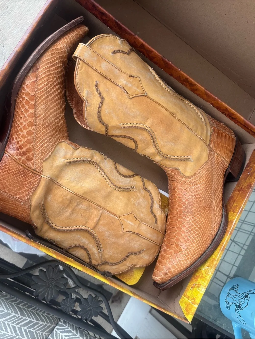 Tan Leather Western Cowboy Boots